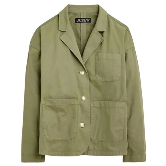 J.Crew Cotton Blazer Jacket Olive Gold Buttons 2023 Sustainable Size M - Picture 6 of 10